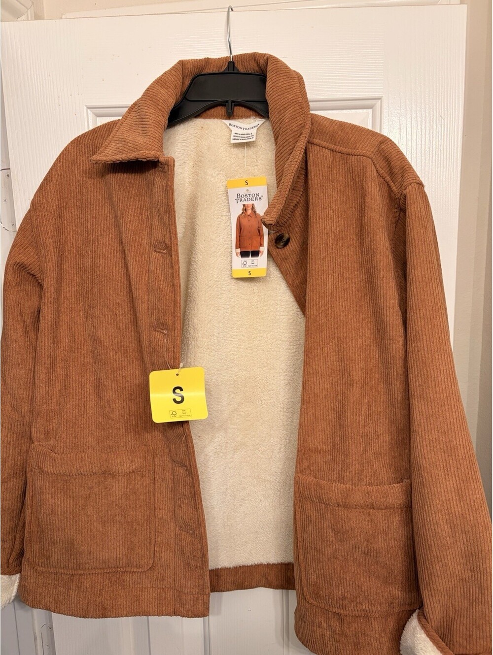 Boston Traders Corduroy Jacket with Sherpa Lining Size S Stylish Warm Outerwear